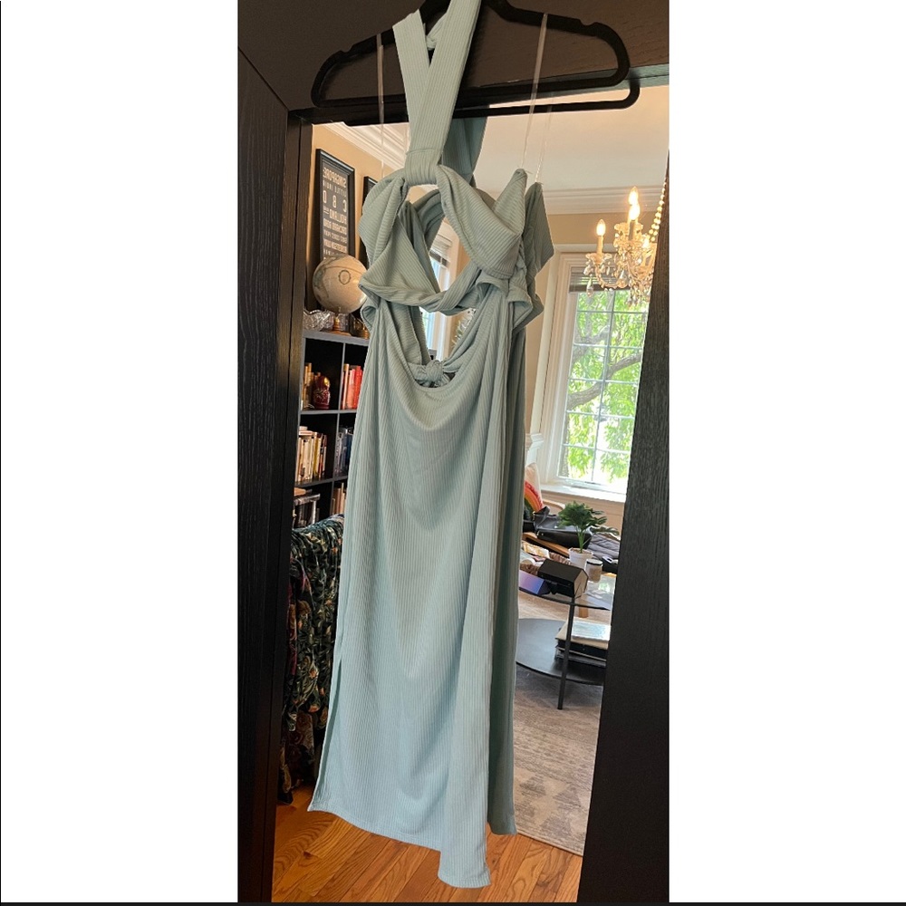 NWT Strappy halter neck mint mini dress